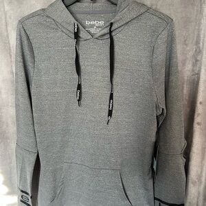 Bebe Sport Hoodie Womens M Gray Pullover NWT Stretch Athleisure Top
